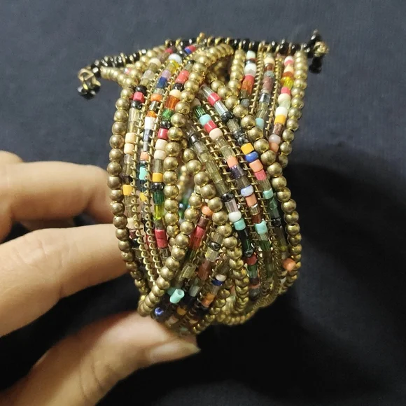 Multicolour adjustable cuff bracelet - Picture 3 of 6